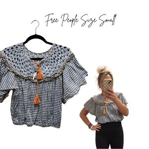 Striped Crochet Free People Top